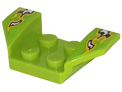 Lego Vehicle, Mudguard 2 x 4 with Flared Wings with Black, White, and Yellow Flames Pattern (Stickers) - Set 8302
