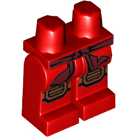 Lego Hips and Red Legs with Dark Red Sash and Medium Nougat Knee Pads Print / Red