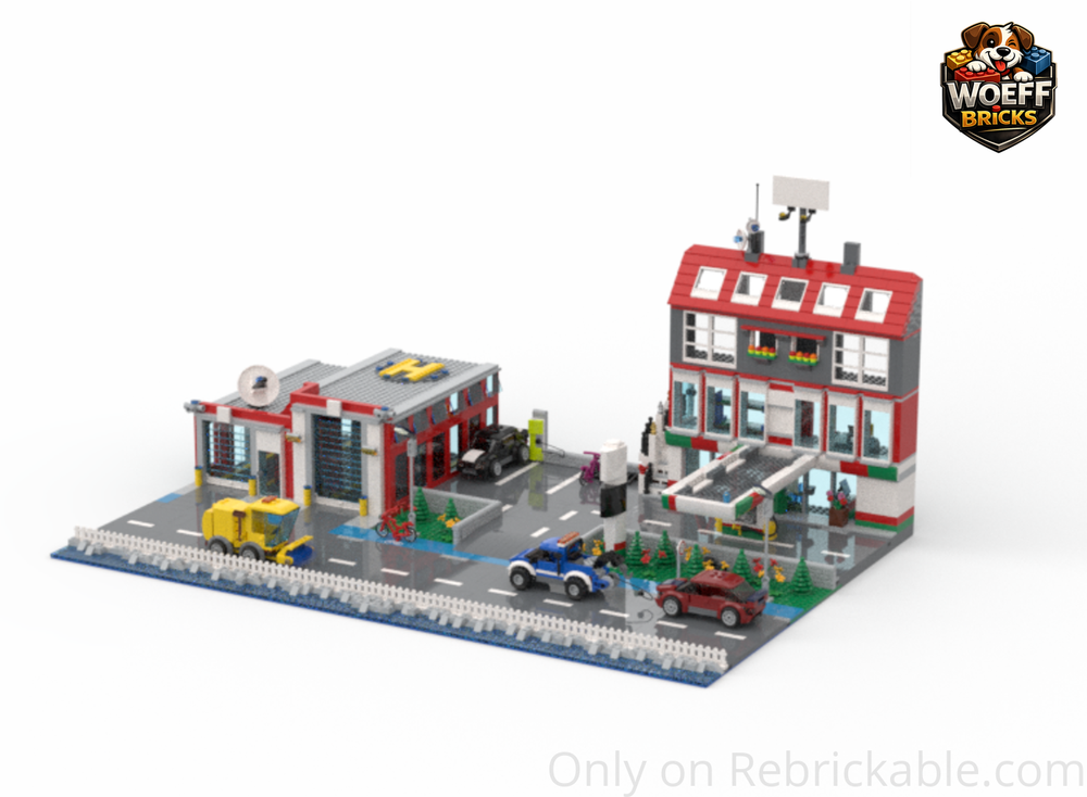 Lego service station and fire department