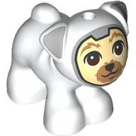 Lego Animal, Dog, Pug - Standing with Space Suit, Tan Face print / White