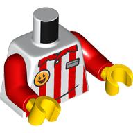 Lego Torso, Red Striped Shirt, Smiley, ID Badge print, Red Arms, Yellow Hands / White