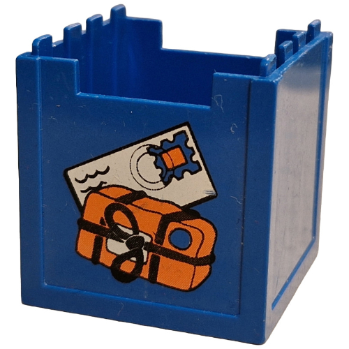 Lego Fabuland Mailbox 4 x 4 x 4 with Package, Letter print / Blue