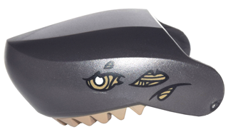Lego Animal Body Part, Shark Head with Dark Tan Teeth and Sinew Print (Zombie Shark) / Pearl Dark Gray