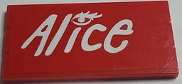 Stickered Assembly 6 x 3 with White 'Alice' Logo and Eye with Eyelashes on Red Background Pattern Model Right Side (Sticker) - Set 8157