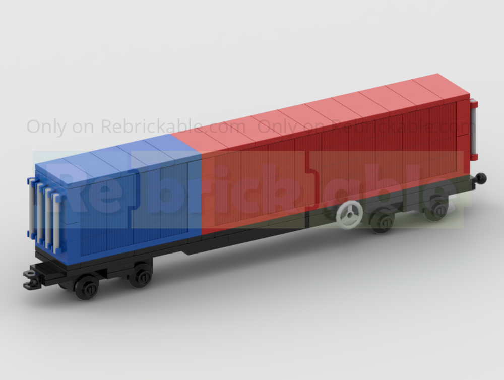 Lego 4-Wide Container Train Wagon With 20ft & 40ft Containers