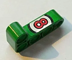 Technic, Liftarm, Modified Bent Thick L-Shape 2 x 4 with Red Number 8 in White Circle Pattern (Sticker) - Set 8236