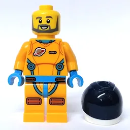 Astronaut, Male, Bright Light Orange Suit, Dark Blue Visor, Beard