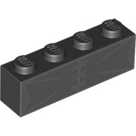 Lego Brick 1 x 4 with Light Bluish grey Robe print / Black