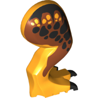 Lego Animal Body Part, Dinosaur, Tyrannosaurus Rex Leg, Right, with Pin, Black Claws and Black Spots on Dark Orange Print / Bright Light Orange