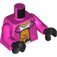 Lego Torso, Jacket, Warm Tan, White Shirt, Gold Steve Face print, Dark Pink Arms, Black Hands / Dark Pink