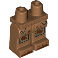 Lego Hips and Medium Nougat Legs with Dark Tan Knee Pads, Mus Stains / Medium Nougat