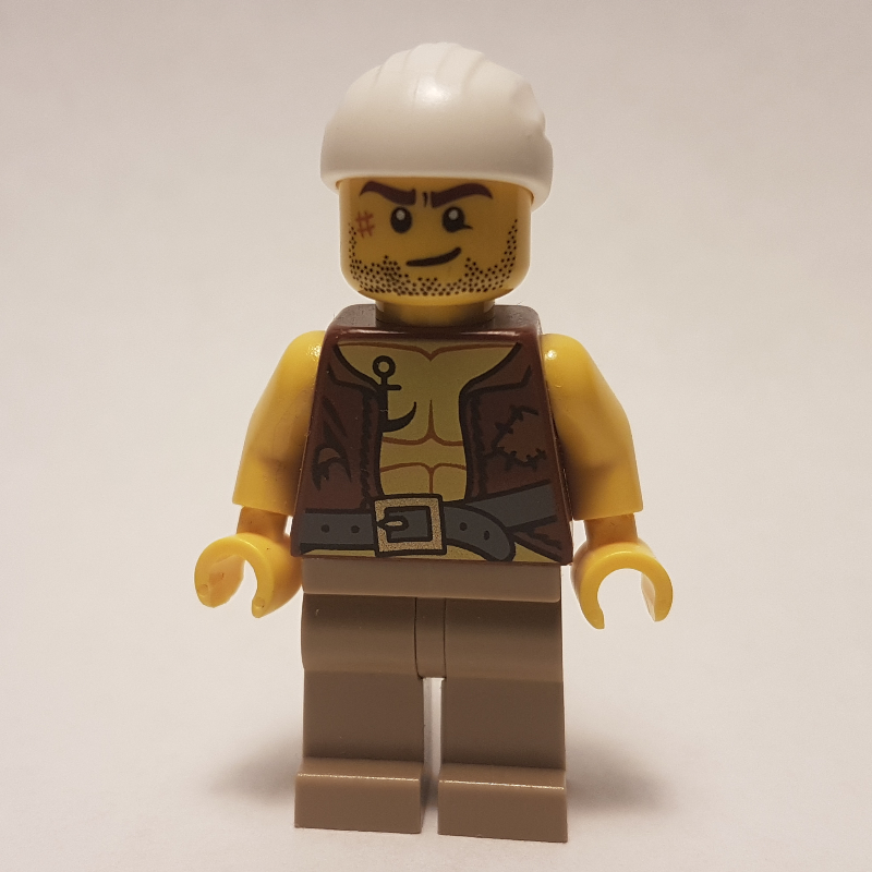 Lego Pirate - Anchor Tattoo, Dark Tan Legs, White Bandana