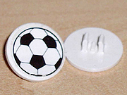 Lego Road Sign 2 x 2 Round with Clip with Soccer Ball / Football Pattern (Sticker) - Sets 3414 / 3419