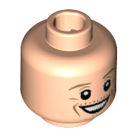 Lego Minifig Head Max Kruse, Dark Tan Eyebrows, Chin Stubble, White Pupils, Cheek Lines, Open Smile Print [Hollow Stud] / Light Nougat