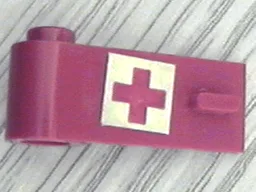 Door 1 x 3 x 1 Left with Red Cross Pattern on White Background (Sticker) - Sets 623-1 / 6364