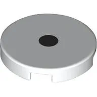 Tile Round 2 x 2 with Center Black Dot/Pupil/Eye Print / White