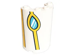 Cylinder Half 2 x 4 x 5 with 1 x 2 Cutout with Bright Light Orange Stripes and Medium Azure Window Pattern Model Left Side (Sticker) - Set 41232