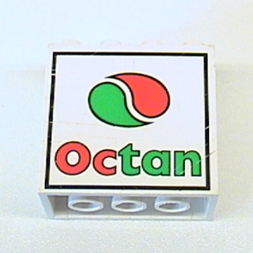 Lego Brick 2 x 4 x 3 with Octan Logo Print / White