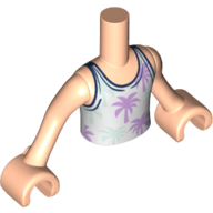 Lego Minidoll Torso Boy White Shirt, Lavender Palm trees / Light Nougat