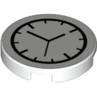 Tile Round 2 x 2 with Clock Print / White