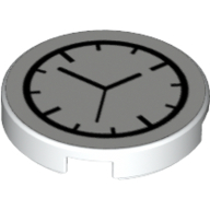 Lego Tile Round 2 x 2 with Bottom Stud Holder with Clock Print
