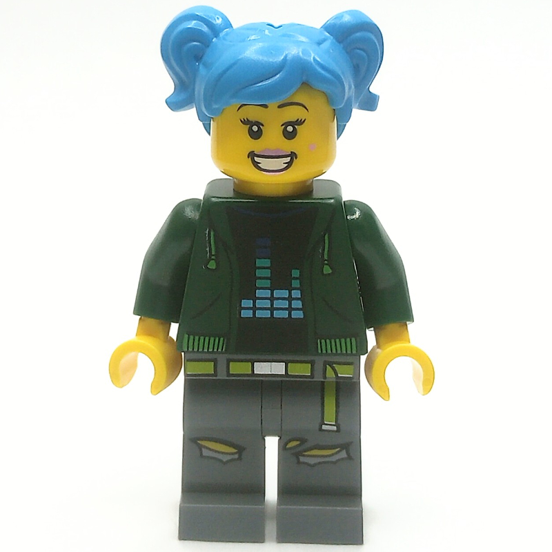 Lego Dark Green Torso, Dark Bluish Grey Legs, Dark Azure Hair