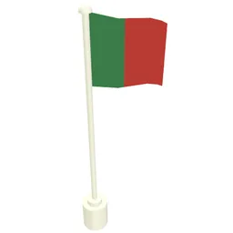 Flag on Flagpole with Portugal Print / White