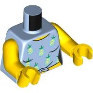 Torso, Tank Top, Pineapples Print, Yellow Arms and Hands / Bright Light Blue