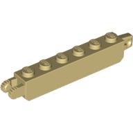 Lego Hinge Brick 1 x 6 Locking with 1 Finger Vertical End and 2 Fingers Vertical End, 9 Teeth / Tan