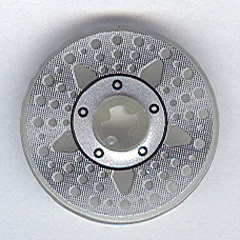 Technic, Disk 3 x 3 with Disk Brake Silver Hub 5-Bolt Star with Holes-in-Line Pattern (Sticker) - Set 8646