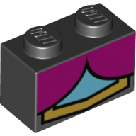 Lego Brick 1 x 2 with Cape, Dress print / Black