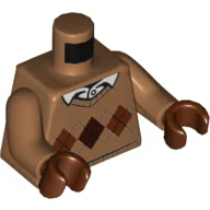 Torso Argyle Sweater with White Shirt Collar Print, Medium Nougat Arms, Reddish Brown Hands / Medium Nougat
