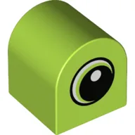 Duplo Brick 2 x 2 x 2 Curved Top with Large Eye with White Pupil Print / Lime