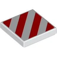 Tile 2 x 2 with Red Danger Stripes Print / White