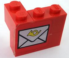 Lego Stickered Assembly 3 x 2 x 2 with Mail Envelope Pattern Model Right Side (Sticker) - Set 7819
