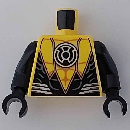 Lego Torso Muscles, Yellow Lantern Logo Print, Black Arms and Hands / Yellow