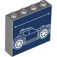 Brick 1 x 4 x 3 with White BluePrint Lines on Dark Blue Background Print / Light Bluish Gray