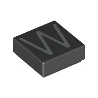 Tile 1 x 1 with letter Capital W Print / Black