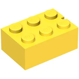 Brick 2 x 3 without Bottom Tubes, Slotted (with 1 slot) / Yellow