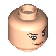 Lego Minifig Head Kate Bishop, Black eyebrows, Peach Lips, Angry, Bandage, Smirk print / Light Nougat