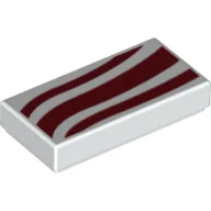 Tile 1 x 2 with Dark Red Waves (Scarf) Print / White