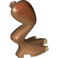 Lego Animal Body Part, Dinosaur, Stygimoloch Leg, Right, with Pin, Tan Claws and Dark Orange Spots print / Medium Nougat