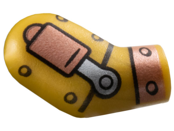 Lego Arm, Right with Copper and Silver Mechanical Joint Pattern / Pearl Gold