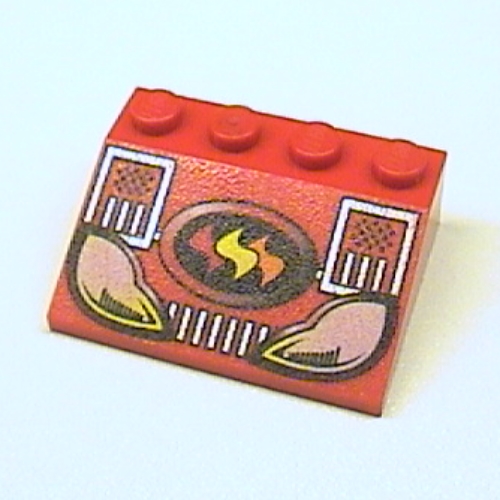 Lego Brick Sloped 33° 3 x 4 with Fire Cruiser Print / Red