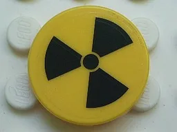 Tile, Round 2 x 2 with Black Radioactivity Warning Pattern (Sticker) - Set 5980