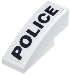 Slope, Curved 3 x 1 with Black 'POLICE' Pattern Model Left Side (Sticker) - Set 8152