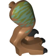 Animal Body Part, Dinosaur, Raptor Leg, Right, with Pin, Black Claws and Medium Azure Stripes over Olive Green Print / Medium Nougat