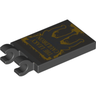 Lego Tile Special 2 x 3 with 2 Clips [Thick Open O Clips] with Gold 'THE LEAKY CAULDRON' print