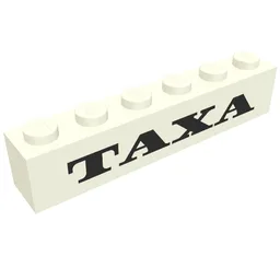 Brick 1 x 6 with 'TAXA' Print / White