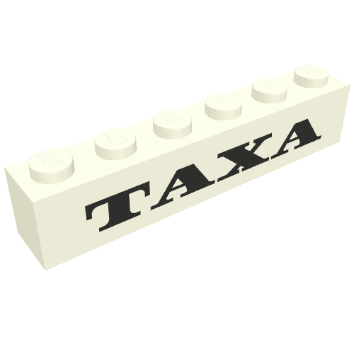 Lego Brick 1 x 6 with 'TAXA' print / White